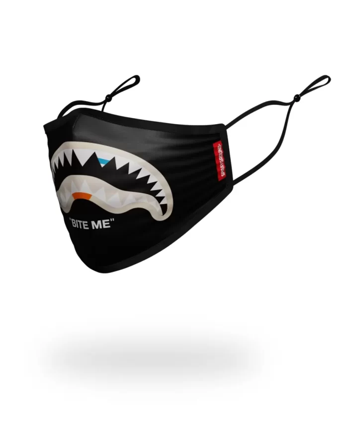 BITE ME SHARK (BLK) POLYESTER FACE MASK BITE ME SHARK (BLK) POLYESTER FACE MASK
