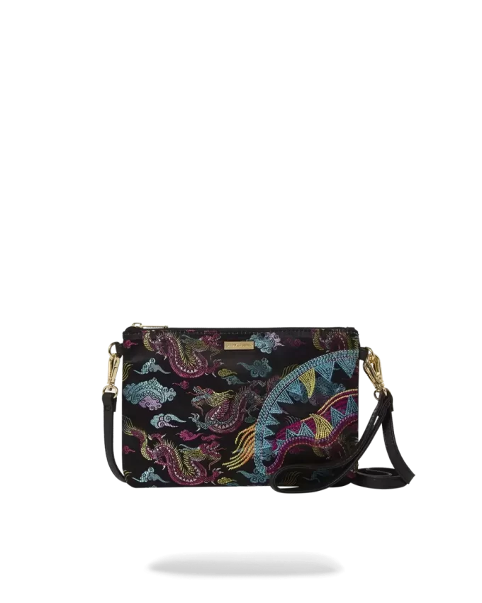 EMBROIDERED DRAGONS CROSSOVER CLUTCH