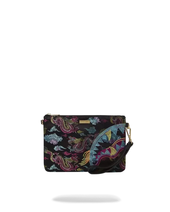 EMBROIDERED DRAGONS CROSSOVER CLUTCH