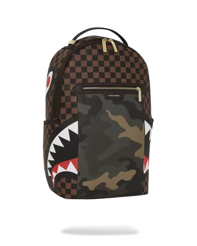 EXTERIOR GOLD ZIP POCKET SHARKS IN PARIS BACKPACK (DLXV) EXTERIOR GOLD ZIP POCKET SHARKS IN PARIS BACKPACK (DLXV)