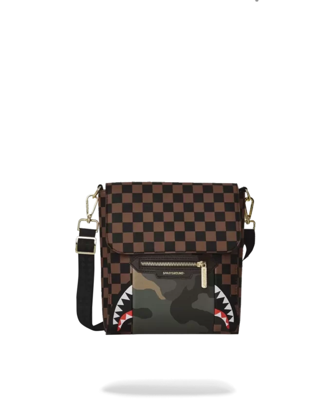 EXTERIOR GOLD ZIP POCKET SHARKS IN PARIS MESSENGER SLING BAG EXTERIOR GOLD ZIP POCKET SHARKS IN PARIS MESSENGER SLING BAG