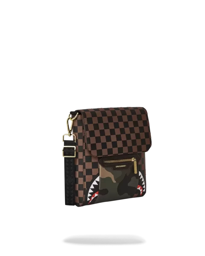 EXTERIOR GOLD ZIP POCKET SHARKS IN PARIS MESSENGER SLING BAG EXTERIOR GOLD ZIP POCKET SHARKS IN PARIS MESSENGER SLING BAG