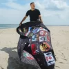 GLOBAL MOGUL UNLIMITED MILES PACKABLE BEACH MAT BLANKET WATER RESISTANT CONVERTIBLE TOTE