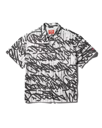 GRAFFITI SHORT SLEEVE BUTTON FRONT SHIRT