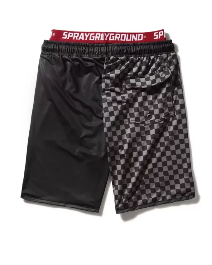 GREY CHECKERED SPLIT CORTO SWIM TRUNKS GREY CHECKERED SPLIT CORTO SWIM TRUNKS