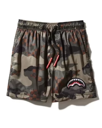 KIDS CAMO CHECKERED SWIM TRUNKS