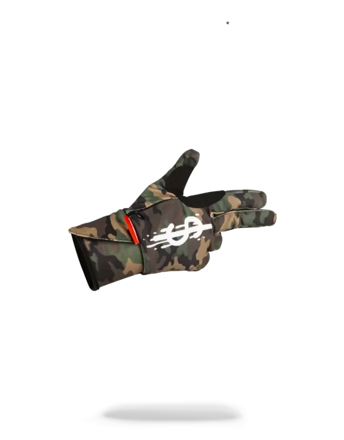 LEFT RED / RIGHT CAMO MONEY DRIPS GLOVES LEFT RED / RIGHT CAMO MONEY DRIPS GLOVES