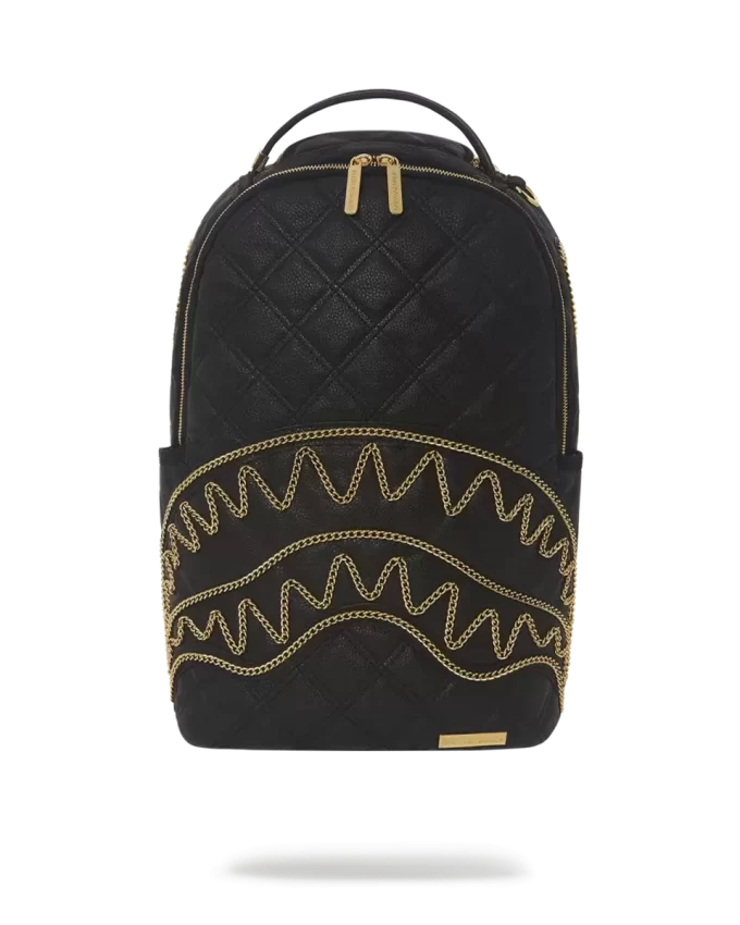 NOIR QUILT GOLD CHAIN SHARK BACKPACK (DLXV) NOIR QUILT GOLD CHAIN SHARK BACKPACK (DLXV)