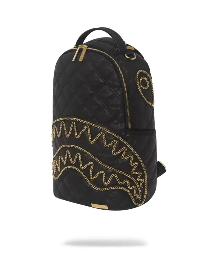NOIR QUILT GOLD CHAIN SHARK BACKPACK (DLXV) NOIR QUILT GOLD CHAIN SHARK BACKPACK (DLXV)