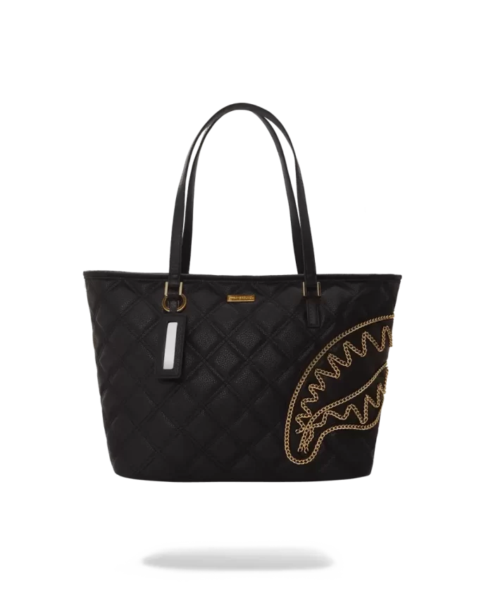 NOIR QUILT GOLD CHAIN SHARK TOTE NOIR QUILT GOLD CHAIN SHARK TOTE