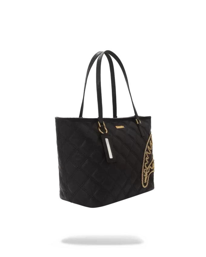 NOIR QUILT GOLD CHAIN SHARK TOTE NOIR QUILT GOLD CHAIN SHARK TOTE