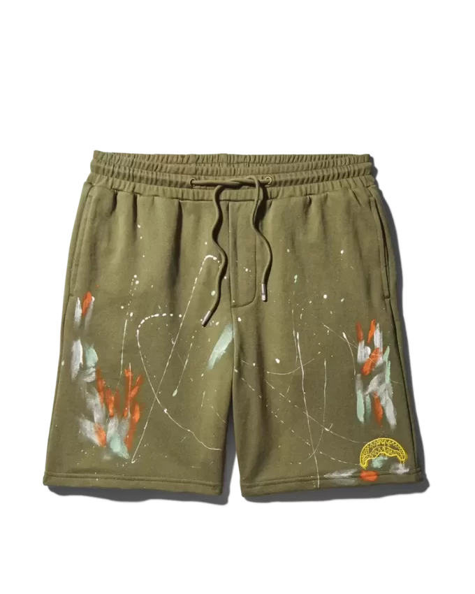 PAINT SPLAT KNIT SHORTS (GREEN)