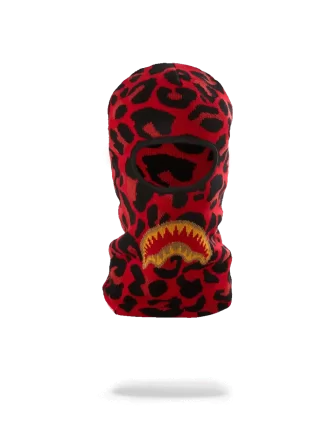 RED LEOPARD GOLD SHARK MOUTH SKI MASK