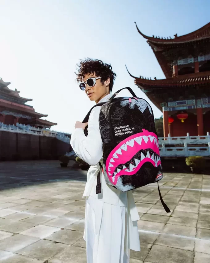 SHARK CENTRAL ACRYLIC ART DLX COTTON BACKPACK SHARK CENTRAL ACRYLIC ART DLX COTTON BACKPACK