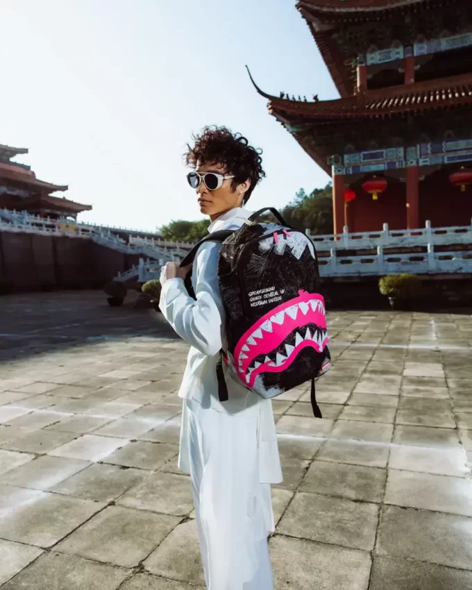 SHARK CENTRAL ACRYLIC ART DLX COTTON BACKPACK SHARK CENTRAL ACRYLIC ART DLX COTTON BACKPACK