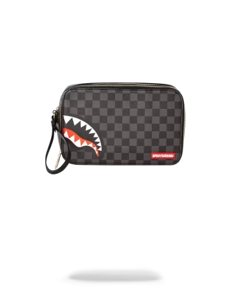 SHARKS IN PARIS (BLACK CHECKERED EDITION) TOILETRY AKA MONEY BAGS