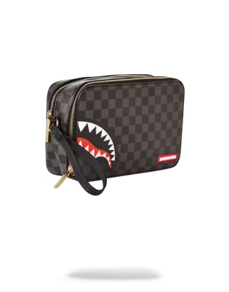 SHARKS IN PARIS (BLACK CHECKERED EDITION) TOILETRY AKA MONEY BAGS