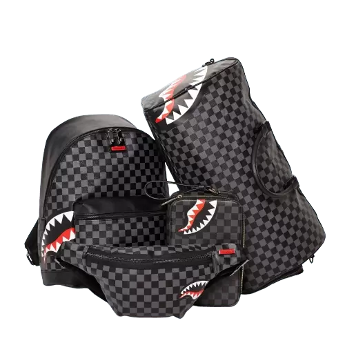 SHARKS IN PARIS (BLACK CHECKERED EDITION) TOILETRY AKA MONEY BAGS SHARKS IN PARIS (BLACK CHECKERED EDITION) TOILETRY AKA MONEY BAGS