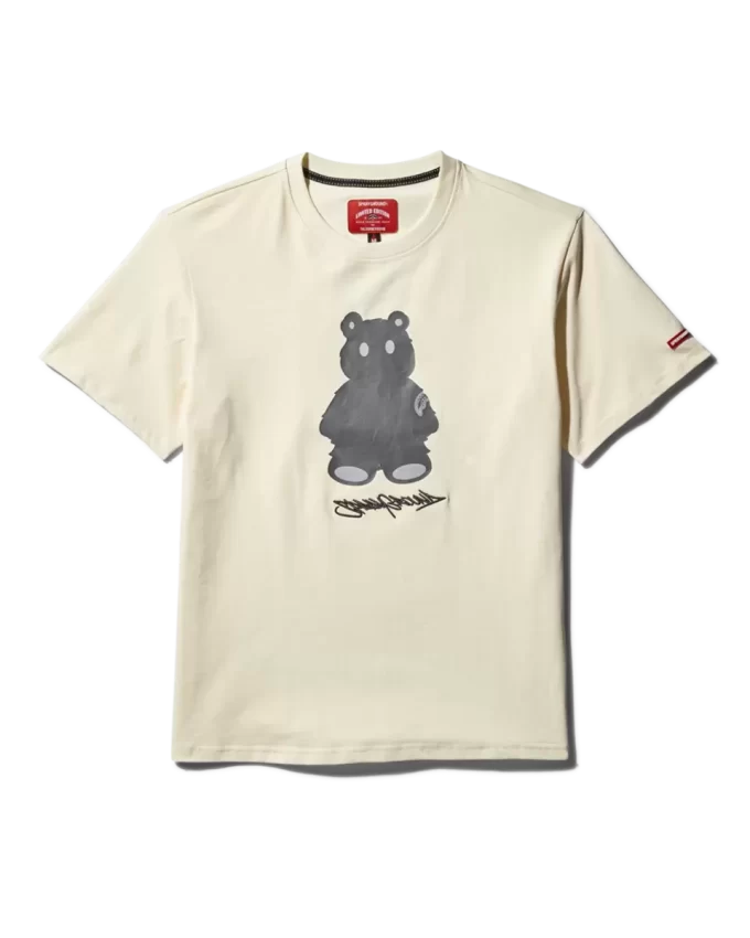SHORT SLEEVE GRAPHIC MONEY BEAR T-SHIRT (APRICOT)