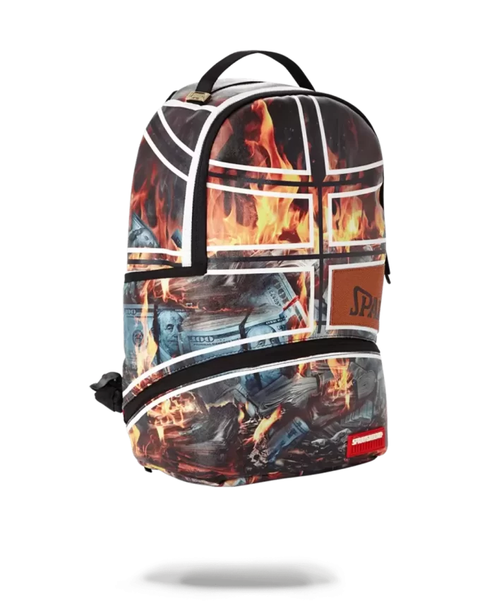 SPALDING X SPRAYGROUND FIRE MONEY BACKPACK SPALDING X SPRAYGROUND FIRE MONEY BACKPACK